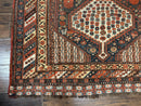 Antique Persian Shiraz Rug 5x8, Khamseh Tribal Wool 1920s Carpet, Navy Blue