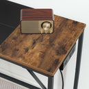 Computer Desk With Power Outlets In Rustic Brown And Black