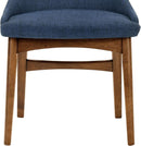 Azalea Blue Fabric and Walnut Wood Dining Chairs Set of 2