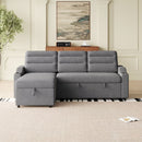 MH83.5' Convertible Sleeper Combo Sofa, Convertible Sofa Bed Polyester Pullout Bed with Storage Recliner and Cup Holder for Living Room, Tight Spaces