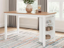 Farmhouse Counter Height Dining Table 3 Shelves Light Brown