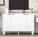 U-Can 47.2'' Modern TV Stand, Entertainment Center Media Console with 2 Spacious Storage Space, Solid Wood Legs and Anti-tip Device For Living room, Up to 43''