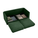 Stylish Green Chenille 2-Seater Sofa with Storage Seat and Cylindrical Backrest, Modern Fabric Loveseat