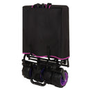 360° Rotating Rear Wheel Heavy-Duty Folding Wagon – Multi-Use Garden Cart with All-Terrain Wheels, Dual-Color (Black & Purple) Design for Camping, Beach, Picnic & Outdoor