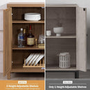 Sideboard Buffets Storage Cabinet - Boho Large Coffee Bar Cabinet with Rattan Decorated Door - Farmhouse Chest Credenza - Wood