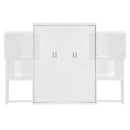 Queen Size Murphy Bed with Desk, Vanity and Cabinets, White