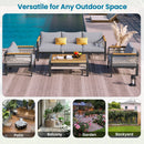 Outdoor Sectional Sofa Set 5-Person Patio Seating Group with Cushions and Coffee Table, Grey, Steel & Acacia Wood