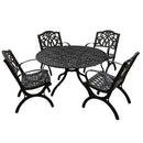 Outdoor Aluminum 5pc Round Black Patio Dining Set with Four Chairs