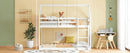 Twin over Twin Rubber Wood Floor Bunk Bed, with ladder,Guardrails,House-Shaped-Bunk Bed,White