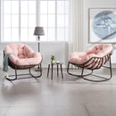 Outdoor Rattan Rocking Chair,Padded Cushion Rocker Recliner Chair Outdoor for Front Porch, Living Room, Patio, Garden, 
Pink