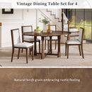 TREXM 5-Piece Extendable Dining Table Set for 4, Round Dining Table for 4 with Upholstered Chairs, Farmhouse Kitchen Table Set with Removable Leaf for Dining Room and Kitchen (Brown)