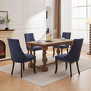 Blue Linen Dining Chairs Set Of 4 With Channel Tufting