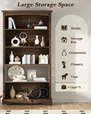 65-Inch Tall Brown Wooden Bookshelf With Five Tiers