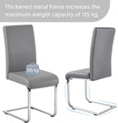 Gray PU Leather Dining Chairs For Kitchen Set Of 2