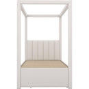 Twin Size Upholstery Canopy Platform Bed with Trundle and Three Storage Drawers, Beige