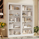 83' Tall Wood Bookcase Suite with light strip ,5-Tier Decor Bookcase Suite with Adjustable Shelves,Storage Organizer,Free Standing Storage Shelves Suite for Living Room,Home Office,White