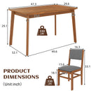 5PCs Rectangle Wooden Dining Table Set, Mid-Century Modern Kitchen Table and 4 Upholstered Chairs for Home, Saving Space