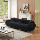 black teddy velvet fabric, with 3 pillows, three-person sofa can be placed in the living room and other scenes