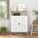 Modern Minimalist MDF Shoe Cabinet with Sliding Door Design - White
