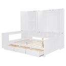 Full Size Wooden Daybed With Three Drawers, and All-in-One Cabinet, Desk and Shelves, White