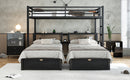 Full XL Over Twin & Twin Triple Bunk Bed with Drawers, Multi-functional Metal Frame Bed, Bed Head with Shelving & USB, Black