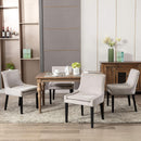 Beige Upholstered Corduroy Dining Chairs Bundle Four