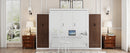 Queen Size Murphy Bed Wall Bed with Closet ,Drawers and Table,White