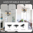Black Sputnik Chandelier 4 Light Amber Glass Globes