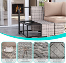 Beige 6 Piece Wicker Patio Sofa Set With Thick Cushions