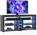 LED Tall TV Stand For 55-65 TV With Adjustable Shelves