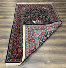 Dark Blue Persian Rug 5x8, Kork Wool Semi Antique Kashan Carpet, Very Fine Lachak Toranj Rug, Hand Knotted Floral Medallion Rug, 5 x 8 Oriental Rug