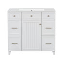 36' Bathroom Vanity with Ceramic Sink, White, Solid Wood Frame, Soft Close Doors, Adjustable Shelves, 3 Drawers ,Including Double-Depth Drawer for Hairdryer Storage(Old sku:SV000003AAW-2)