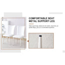 Modern minimalist dining chair, white PU leather curved back and seat cushion, white metal chair legs, suitable for dining room, bedroom, living room. A set of 2 chairs. 008