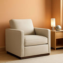 Swivel Linen Accent Armchair Mid Century Modern 360 Swivel