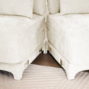 Elegant Four-Seater Sofa with Movable Ottoman and Lumbar Pillow, Beige Chenille Fabric, Solid Wood Frame, Ergonomic Design
