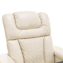 Home Theater Recliner with 270 Degree Swivel, PU Leather, Power Recliner with Tray Table, Phone Holder, Cup Holder, USB Port, White