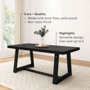 72 Inch Farmhouse Dining Table Solid Wood Black Wirebrush