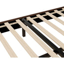 Full Size Upholstered Platform Bed with Bear Shaped Headboard, LED Light Strips, White + Brown