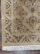 Very Fine Persian Isfahan Rug 3x5 ft with Signature, Kork Wool on Silk Foundation, Gray-Taupe Vintage Hand Knotted Oriental Carpet, 60 Raj 460 KPSI
