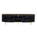 U-Can Modern TV Stand for TVs up to 80 Inches, Entertainment Center with 4 Drawers and 1 Cabinet, Wood TV Console Table with Metal Legs and Handles for Living room(Old SKU:SJ000117AAB)
