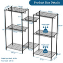 Heavy Duty Garment Rack With 8 Adjustable Wire Shelves and 5 Clothes Rails, Freestanding Closet Organizer, Black Metal