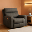 Dark Brown Faux Leather Wall Hugger Power Recliner Headrest