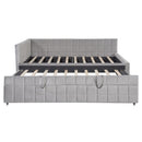 Full Size Upholstered L-Shaped Upholstered Daybed with Twin
Size Pop Up Trundle and USB ports, Gray
