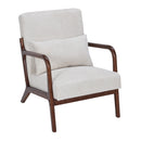 Mid-Century Modern Accent Chair, Arm Chair Living Room Chairs with Pillow Upholstered Reading Chair with Solid Wood Frame & Living Room Bedroom Balcony (beige)