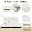 Outdoor Daybed, Patio Rattan Daybed with 5-Position Adjustable Backrest and Removable Cushions & Pillows for Garden, Backyard, Poolside