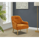 Chenille Armchair, Modern Style Accent Chair with Wood Legs, Comfy Design for Living Room, Bedroom, Office, Orange