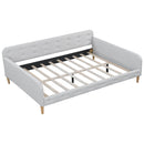 Full Size Upholstered Daybed with 4 Support Legs,Beige(Old SKU:DL001825)