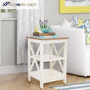 Rustic Ivory End Table Set Of 2 With Shelves 23.6 Inch