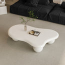 47 Inch Cloud Shaped Coffee Table with 3 Ball Legs for Living Room, Cream White