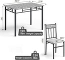 Grey Faux Marble Dining Table Set For 4 With Padded Chairs